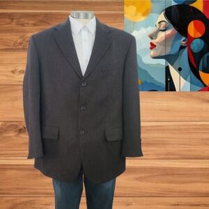 Nautica Men's Blazer Jacket Size‎ 42S Brown Microcheck Wool  2-Button Sport Coat